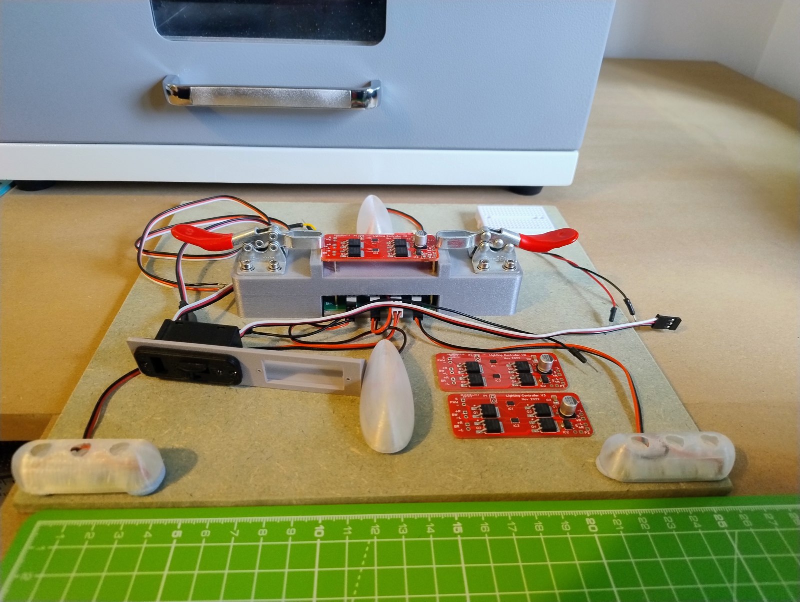 Custom lighting controller PCBs under test
